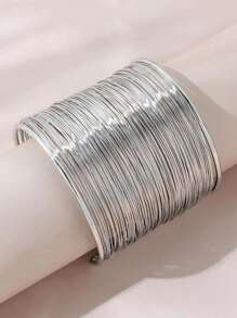 歐美經典流行高端奢華女士扭結鐵金屬絲和鐵合金手鐲,銀顏色 - 銀色 - 查看 2