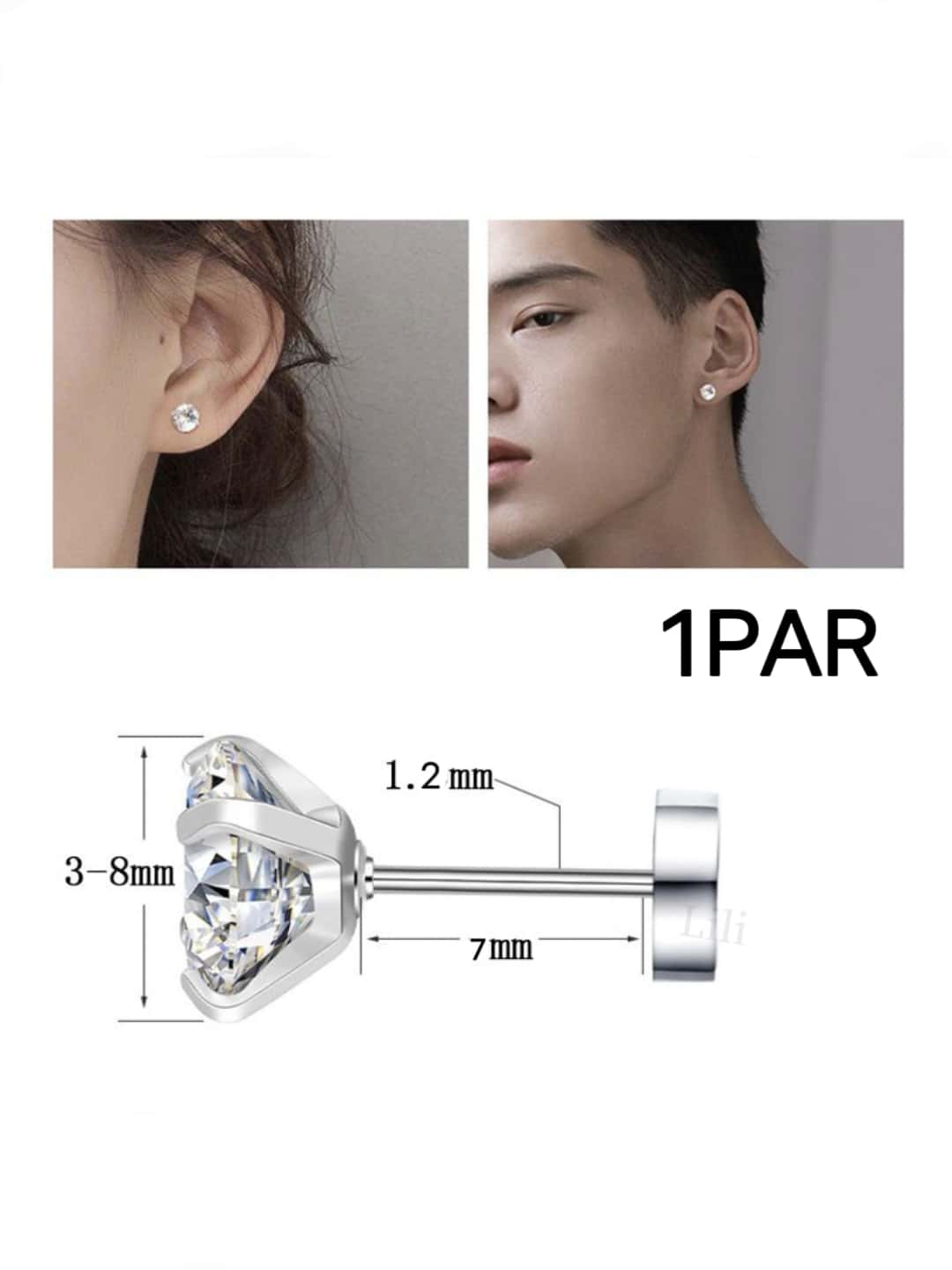 Stud Earrings - Silver - View 1