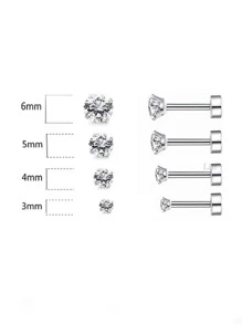 Stud Earrings - Silver - View 4