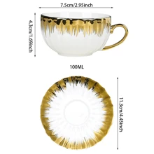 1set/box 100ml 6pcs Cup & 6pcs Saucer Ceramic Coated Gold Coffee Cup Set - Gold - View 8