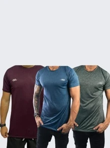 kit com 3 Blusas de Dry fit masculina para treino - Vinho - Visão 1