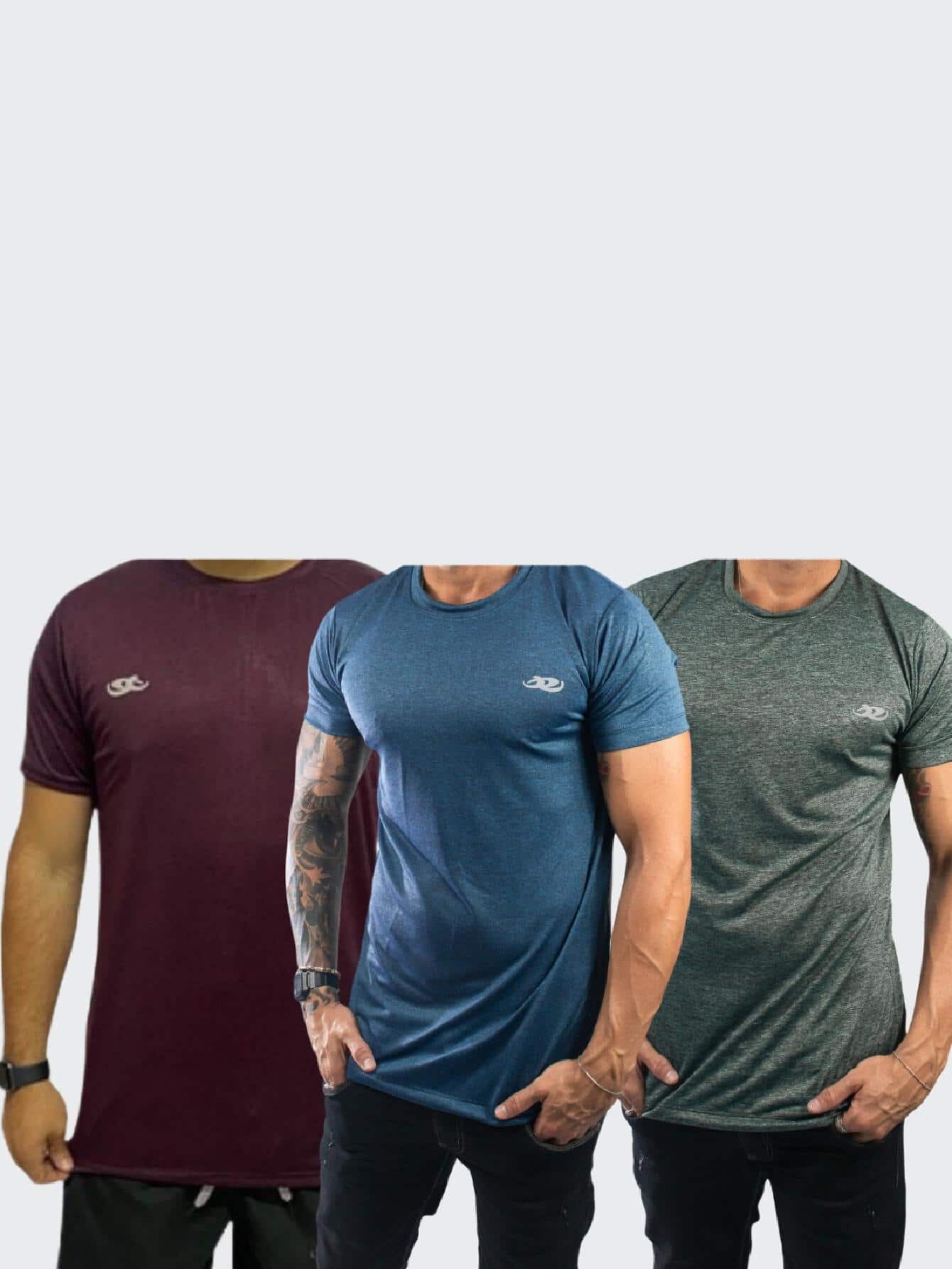 kit com 3 Blusas de Dry fit masculina para treino - Vinho - Visão 1