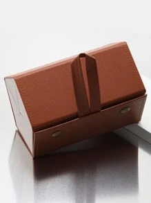 1 Miếng Nhiều lớp Gấp lại Da giả Kính mắt Loại vỏ Với 5 Ngăn , Có thể mang đi & Được treo lên , Đối với Đúng mốt Kính Lưu trữ - màu nâu - Xem 4