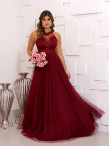 Grife Velasco Women Party Dresses - Burgundy - View 1