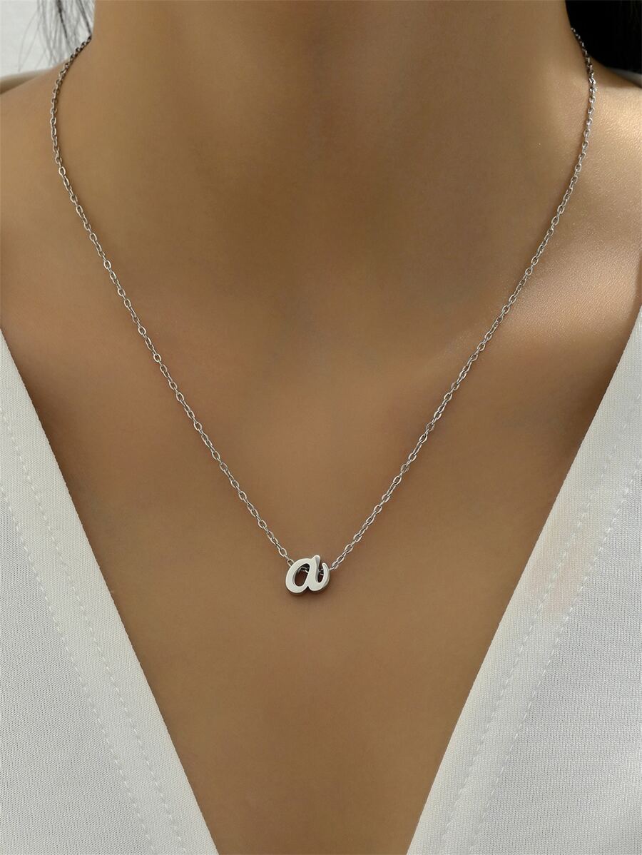 1入組時髦不銹鋼簡約風字母吊墜項鍊