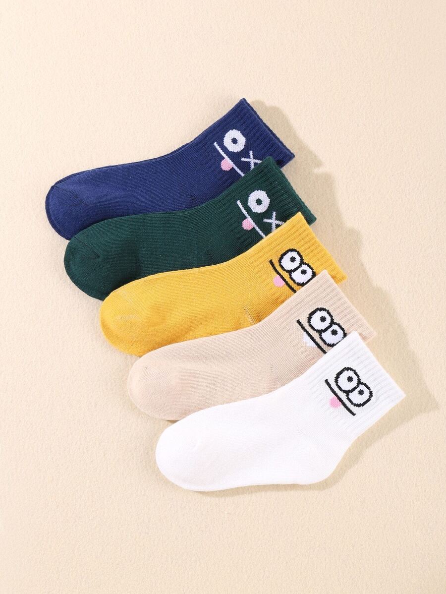 5 par Kreskówki Ekspresja Wzór Do połowy łydki sportowe skarpetki Dla Dzieci