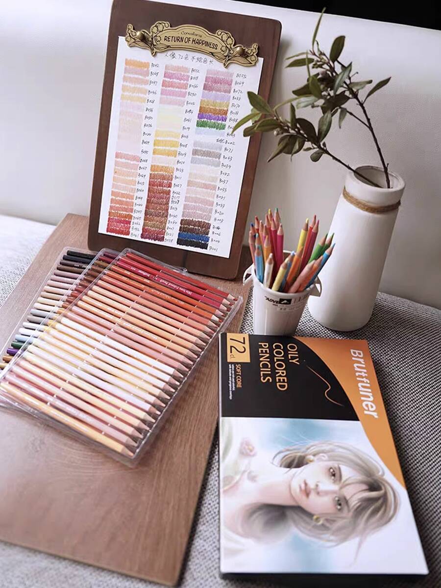 1set Mixed Color Colored Pencil Set, Soft Core Oil Based Pre-sharpened Pencils, Ideal For Beginners, Portrait And Skin Artists - Multicolor - View 1