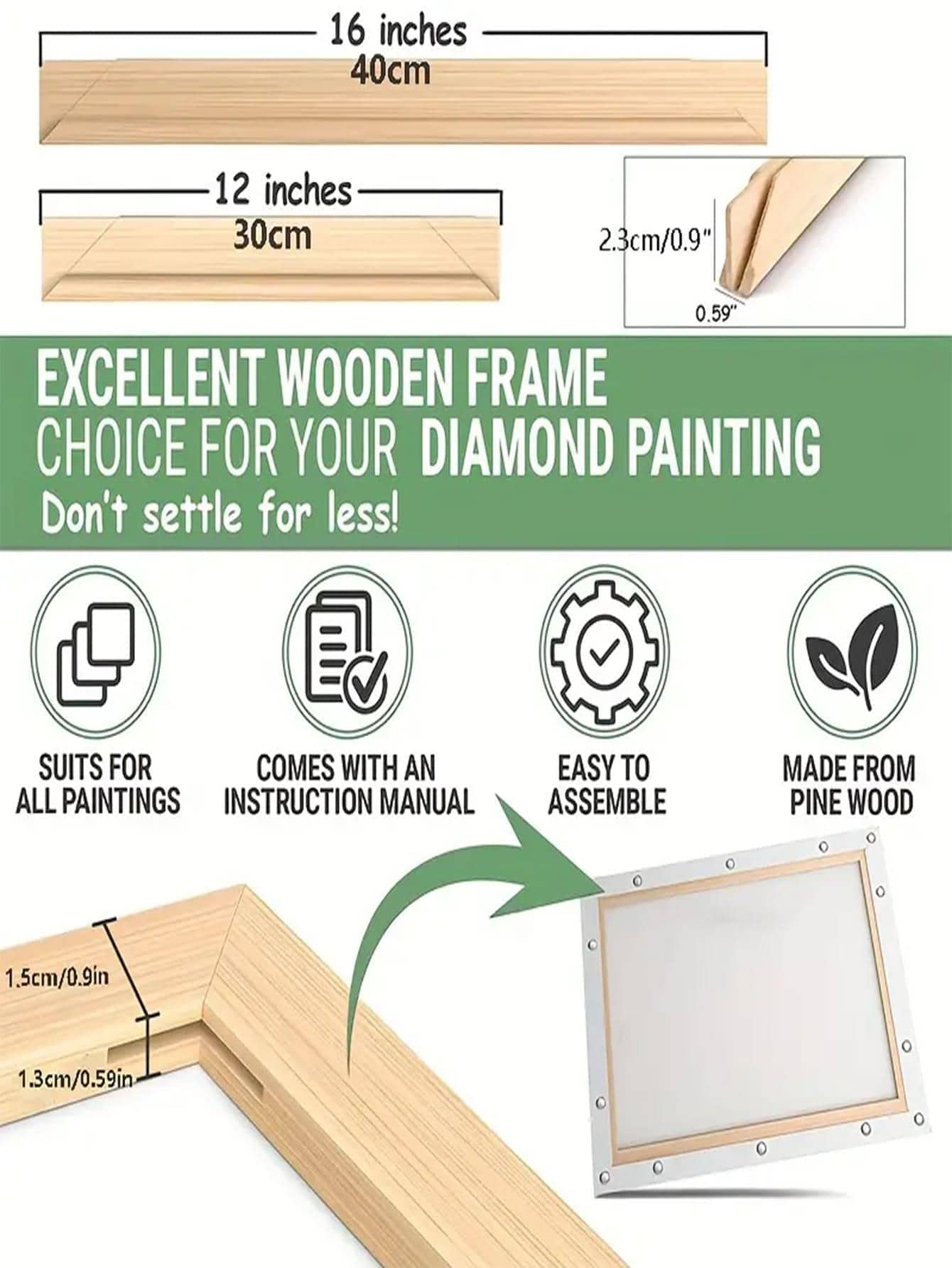 A Set Of Simple Wooden Frames For Diamond Painting, Stretched Canvas
