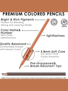 1set Mixed Color Colored Pencil Set, Soft Core Oil Based Pre-sharpened Pencils, Ideal For Beginners, Portrait And Skin Artists - Multicolor - View 4