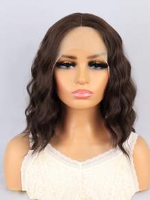 13*1*4 Lace Front Short Curly Synthetic Wig - Chocolate Brown - View 1