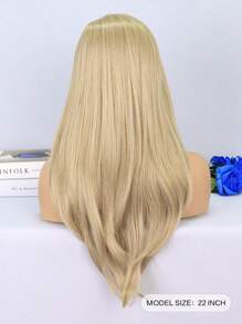 Tóc giả ren T-Part chịu nhiệt tổng hợp 13*4.5*1 Tóc sóng dài 22 inch Màu vàng Dùng hàng ngày cho phụ nữ Tóc giả mềm mại tổng hợp chất lượng tốt, thân thiện với người mới bắt đầu - Màu vàng - Xem 5