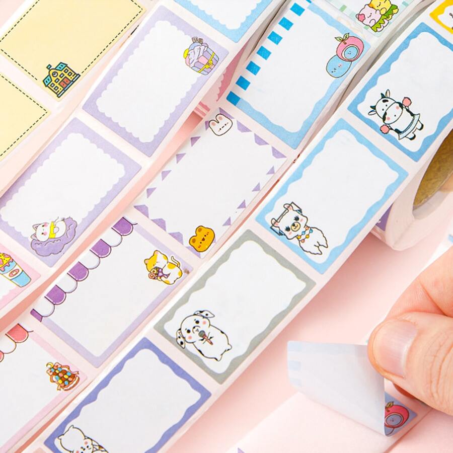 גליל אחד מדבקה עם תווית משלוח עם דוגמה מצוירת אקראית - ריבוי צבעים - ראה 1