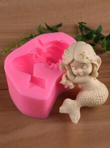 1 件美人魚形狀矽膠模具適用於慕斯、巧克力、蛋糕、冰淇淋,2 件更超值 - 粉色 - 查看 1