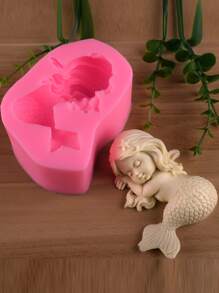 1 件美人魚形狀矽膠模具適用於慕斯、巧克力、蛋糕、冰淇淋,2 件更超值 - 粉色 - 查看 2