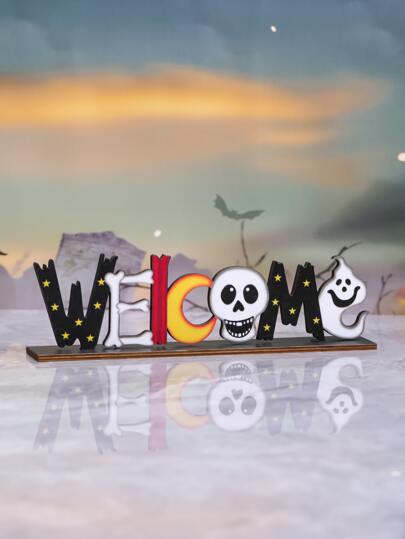 1pc Halloween Scene Decoration Wooden Ornament For Party