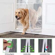 1 Peça Porta De Tela Magnética - Cortina De Malha De Fechamento Automático De Vários Tamanhos Com Tira De Vedação, Proteção Contra Mosquitos Para Quarto, Quintal, Pátio, Serviço Pesado, Fácil Instalação, Permite Animais De Estimação, Listras Pretas E Brancas, Padrão De Renda De Cabeça De Cortina Aleatório - Branco - Visão 6