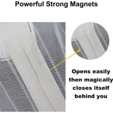 1 Peça Porta De Tela Magnética - Cortina De Malha De Fechamento Automático De Vários Tamanhos Com Tira De Vedação, Proteção Contra Mosquitos Para Quarto, Quintal, Pátio, Serviço Pesado, Fácil Instalação, Permite Animais De Estimação, Listras Pretas E Brancas, Padrão De Renda De Cabeça De Cortina Aleatório - Branco - Visão 9