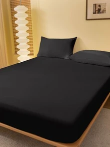 1Pc Phong cách đơn giản Thân thiện với làn da Thoáng khí Tấm trải giường màu trơn, Vỏ nệm cố định chống trượt, Khăn trải giường chống bụi, Bộ đồ giường tất cả các mùa (Không bao gồm vỏ gối) - Nhiều màu - Xem 2