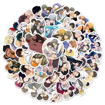50pcs Assorted Japanese Anime BL/YAOI Stickers For Luggage, Laptop, IPad, Phone Case, Cup, Waterproof Decals