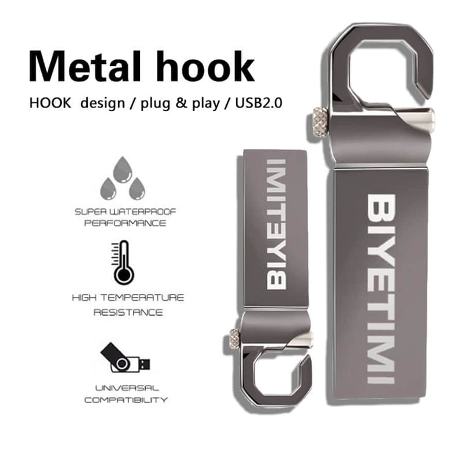 Biyetimi NUEVO Memoria USB flash USB 64GB Memoria USB 32GB Pendrive 128GB U Disco de metal para celular, PC, automóvil y televisión, Regalo para teléfono PC automóvil y TV - Negro - Ver 1
