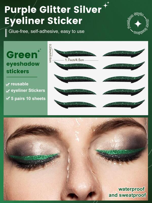 Tattoo Sticker,1 Sheet Glitter Eyeliner Temporary Tattoos For Women