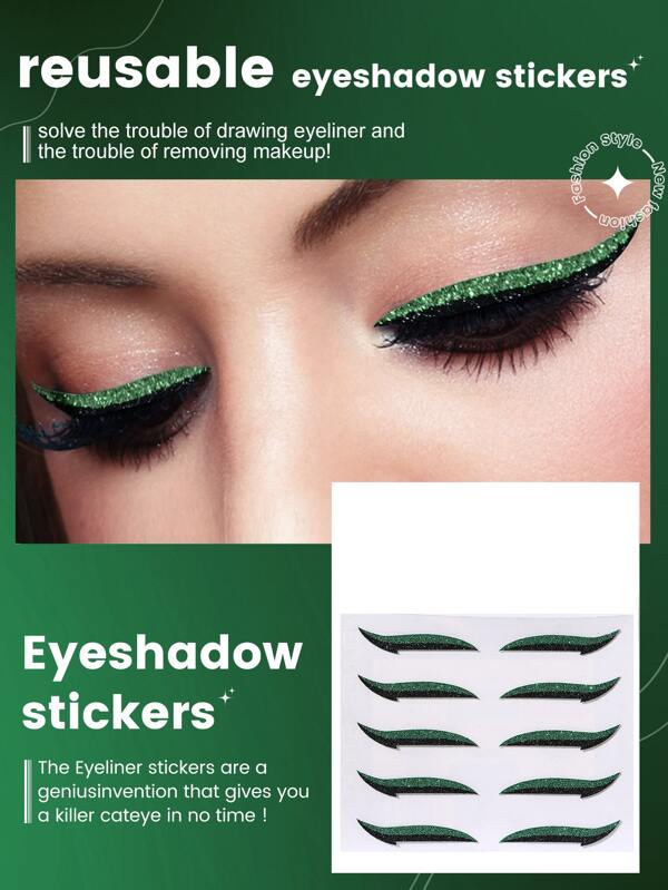 Tattoo Sticker,1 Sheet Glitter Eyeliner Temporary Tattoos For Women