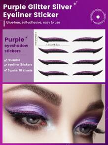 Pegatina de tatuaje, 1 hoja Tatuajes temporales de delineador de ojos con purpurina, para mujeres, pegatinas de tatuaje para adultos, delineador de ojos de tatuaje realista, para mujeres y niñas - Multicolor - Ver 4