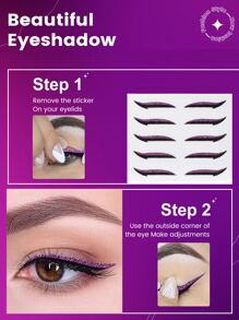 Pegatina de tatuaje, 1 hoja Tatuajes temporales de delineador de ojos con purpurina, para mujeres, pegatinas de tatuaje para adultos, delineador de ojos de tatuaje realista, para mujeres y niñas - Multicolor - Ver 3