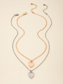 2入組愛心掛飾項鍊 - 彩色 - 查看 5