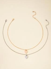 2入組愛心掛飾項鍊 - 彩色 - 查看 4