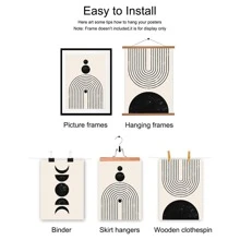 3入組/套當代黑色淺褐色的抽象繪畫&幾何圖案復古海報帆布印花現代簡約掛畫適用於客廳,臥室,家庭裝飾用品 - 杏色 - 查看 6