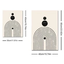 3入組/套當代黑色淺褐色的抽象繪畫&幾何圖案復古海報帆布印花現代簡約掛畫適用於客廳,臥室,家庭裝飾用品 - 杏色 - 查看 4