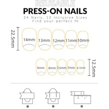 24入組時尚橢圓形漸變閃亮全覆蓋指甲藝術設計，適用於派對、跳舞和日常穿著，壓克力假指甲用品升級您的外觀 - 彩色 - 查看 4