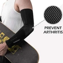 ROCKBROS男女防曬保暖臂套，防曬UV，適用於自行車運動跑步等 - 黑色 - 查看 2