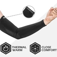 ROCKBROS男女防曬保暖臂套，防曬UV，適用於自行車運動跑步等 - 黑色 - 查看 4