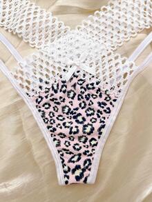 White See-Through Interlaced Ice Silk Underwear For Women, Sexy And Perspective Low Waist Thong With Fine Straps, Suitable For Sports And Outerwear - White - View 3