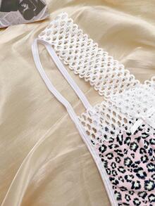 White See-Through Interlaced Ice Silk Underwear For Women, Sexy And Perspective Low Waist Thong With Fine Straps, Suitable For Sports And Outerwear - White - View 4