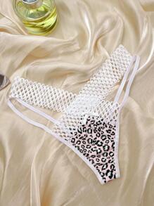 White See-Through Interlaced Ice Silk Underwear For Women, Sexy And Perspective Low Waist Thong With Fine Straps, Suitable For Sports And Outerwear - White - View 1