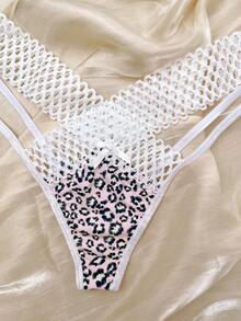 White See-Through Interlaced Ice Silk Underwear For Women, Sexy And Perspective Low Waist Thong With Fine Straps, Suitable For Sports And Outerwear - White - View 6