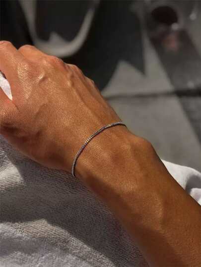 1入組嘻哈不銹鋼極簡手鏈適合男士女士日常裝飾