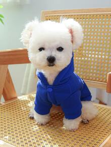 1pc Pet Clothes Hoodie With Embroidered Letters 'ny', Blue, For Small And Medium-sized Dogs And Cats - Blue - View 4