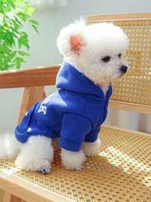 1pc Pet Clothes Hoodie With Embroidered Letters 'ny', Blue, For Small And Medium-sized Dogs And Cats - Blue - View 2