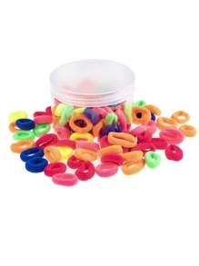 1set 100pcs Multicolor Stretchy Towel Hair Ties, Simple And Suitable For Daily Use - Multicolor - View 1