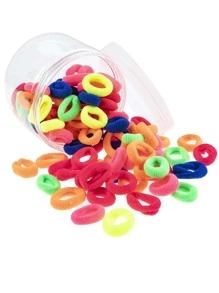 1set 100pcs Multicolor Stretchy Towel Hair Ties, Simple And Suitable For Daily Use - Multicolor - View 2
