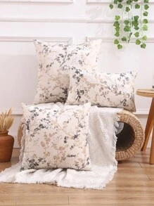 Miater Funda de cojín de planta metálica, funda de almohada de poliéster de estilo pastoral para decoración del hogar, inserto de almohada no incluido
