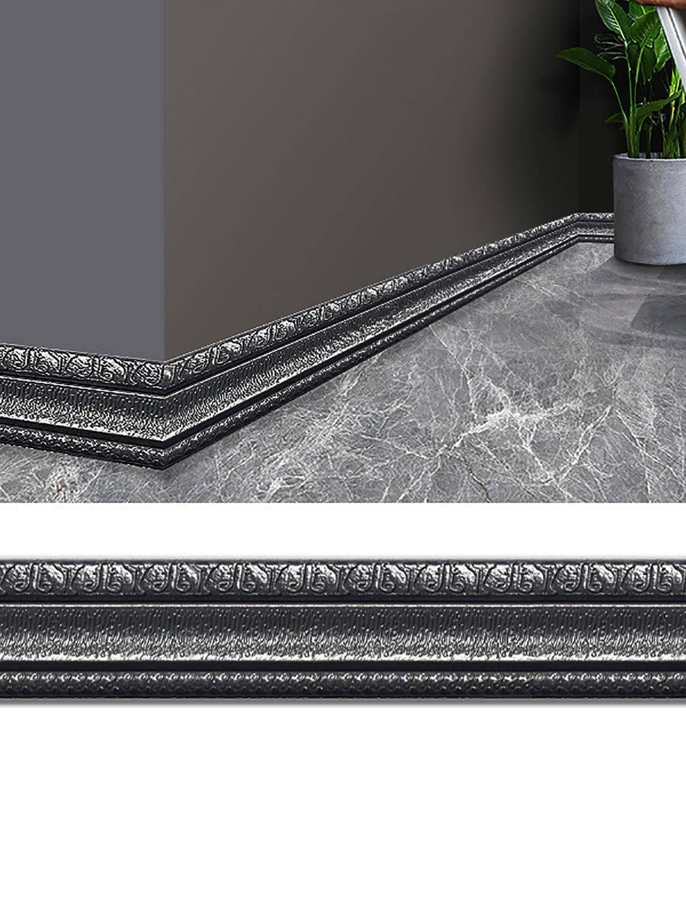 Miếng dán tường ba chiều tự dính viền xốp 3D nâng cấp chống va chạm, nền chống thấm nước, đường viền eo, đường đá, mô hình tăng cường chất kết dính dày, nhãn dán, decal dán tường, decal vinyl trang trí nhà cửa, vật dụng trang trí mùa xuân làm mới ngôi nhà của bạn, nhãn dán trang trí Rama quà tặng sinh nhật tốt nghiệp - Màu xám đen - Xem 1