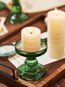 3pcs/set Transparent Green Glass Candle Holders, European Style Crystal Candlesticks For Wedding Dinner Table Decoration, Home