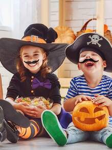 60 件 - 17 种款式自粘式新奇假胡子贴纸非常适合法国海盗、侦探、化妆舞会、圣诞节和派对服装配饰、圣诞节 - 彩色 - 查看 2