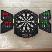 Costway Professional Electronic Dartboard Cabinet Set w/ 12 Darts Game Room LED Display - màu đen - Xem 1
