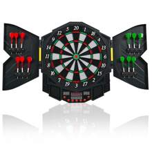 Costway Professional Electronic Dartboard Cabinet Set w/ 12 Darts Game Room LED Display - màu đen - Xem 2